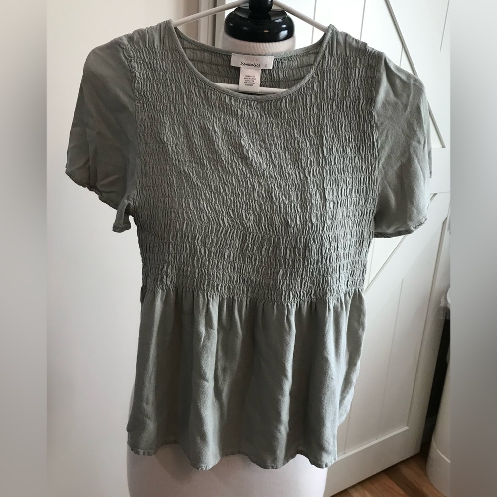 URBAN Romantics Sage Smocked Blouse